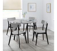 Julian Bowen Tavolo da pranzo rotondo Casa - Grigio/Nero, Legno di caucciù, H 75 x L 100 x P 100 cm
