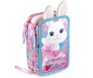 Julian Ross Bunny Ballerina Astuccio 3 scomparti 45 pezzi, 3 Zip JR43777