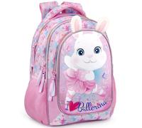 Julian Ross Bunny Ballerina Zaino Scuola Elementare per Bambina, Ergonomico con Schienale Imbottito e Rinforzato, Spallacci Imbottiti, 3 Scomparti, Fodera Interna, Manico, 33x15x43h