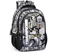 Julian Ross Champions Bianconero Zaino Scuola Elementare Organizzato per Bambini e Ragazzi, con Schienale Imbottito e Rinforzato, Spallacci Regolabili, 43 Centimetri, 33x15x43h