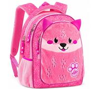 Julian Ross Fox Fluffy Peluche Zaino Scuola Elementare per Bambina, Ergonomico con Schienale Imbottito e Rinforzato, Spallacci Imbottiti, 3 Scomparti, Fodera Interna, Manico, 33x15x43h