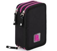 Julian Ross Stiloso Astuccio 3 Scomparti, 45 Pezzi, 2 Penne Gel Cancellabili, Colla, Forbici, Pastelli 4.0, 3 Zip, Bambina, Scuola e Regalo, Nero Fucsia