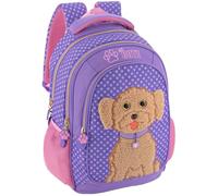 Julian Ross Zaino Scuola Elementare Bambina 43x33x15 cm Barboncino Toy - Multitasche, Schienale Ergonomico, Spallacci Imbottiti, Tasche Porta Borraccia, Grande Capacità e Design Cucciolo