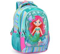 Julian Ross Zaino Scuola Elementare Bambina 43x33x15 cm Sirena Glitter - Multitasche, Schienale Ergonomico, Spallacci Imbottiti, Tasche Porta Borraccia, Grande Capacità e Design Brillante