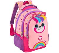 Julian Ross Zaino Scuola Elementare Bambina Fluffy 43x33x15 cm Pandacorno - Multitasche, Schienale Ergonomico, Spallacci Imbottiti, Tasche Porta Borraccia, Grande Capacità e Design Brillante