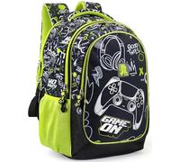 Julian Ross Zaino Scuola Elementare Bambino 43x33x15 cm Game On - Multitasche, Schienale Ergonomico, Spallacci Imbottiti, Tasche Porta Borraccia, Grande Capacità e Design Gamer