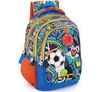 Julian Ross Zaino Scuola Elementare Bambino 43x33x15 cm Sport - Multitasche, Schienale Ergonomico, Spallacci Imbottiti, Tasche Porta Borraccia, Grande Capacità e Design Calcio