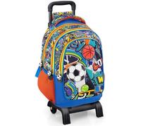 Julian Ross Zaino Trolley Scuola con Carrello Rimovibile Bambino 43x33x15 cm Sport - Multitasche, Schienale Ergonomico, Spallacci Imbottiti, Tasche Porta Borraccia