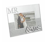 Juliana Mirror Frame with Glitter Mr & Mrs 6 x 4 by Widdop Bingham