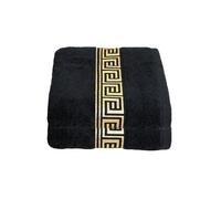 Julie Julsen - Set da 2 teli doccia, 70 cm x 140 cm, 500 g/m², morbidi e assorbenti, conformi allo standard Öko Tex, Cotone, nero/oro, 70 cm x 140 cm