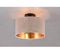 JULIETA PLAFONIERA METALLO NERO PARALUME VELLUTO TORTORA E ORO D. 30CM 2 LUCI ATTACCO E14