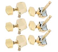 Julihai Chiave per Accordatura delle Corde, Accordatori per Chitarra in Metallo 3 Teste Sinistre 3 Destre con Accessori Fissi, per Parti di Ricambio per Chitarra Folk (GOLD)