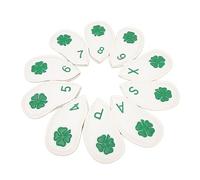 Julihai Coperture per Ferri da Golf, Copritesta per Mazze da Golf in Pelle PU da 10 Pezzi per Set di Ferri da 4 5 6 7 8 9 A P S X, con Chiusura in per Tutte le Marche (WHITE)