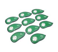 Julihai Coperture per Ferri da Golf, Copritesta per Mazze da Golf in Pelle PU da 10 Pezzi per Set di Ferri da 4 5 6 7 8 9 A P S X, con Chiusura in per Tutte le Marche (GREEN)