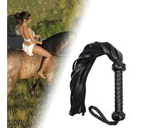 Julihai Frusta da Equitazione in Pelle Artificiale, Divertente da Giocare a Flogger per Cosplay e Allenamento, Comoda Frusta in Ecopelle con Lunghezza Totale di 23,4 Pollici (Black)