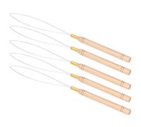 Julihai Kit di Aghi per Cappi per Estensione dei Capelli Manico in Faggio Antiscivolo Leggero per Tirare L'ago del Gancio per Strumenti Fai-da-te, Set da 5 Pezzi per la Casa