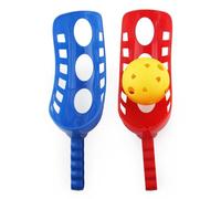 Julihai Set di Palline Sportive, 4 Palette con 2 Palline Blu e Rosse per Un Gioco di Lancio Portatile Leggero per Bambini Abilità Motorie e Gioco Sociale Giochi All'aperto per Fam (Blu Rosso)