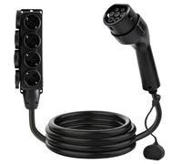 JULIK Adattatore V2L per BYD Atto 3, Seal U, Dolphin, Denza D9 - Lunghezza Totale 3m, Multipresa 4 Uscite, 3.5kW 16A Pistola di Scarica Tipo 2 EV a Presa Schuko, Camping, Emergenza