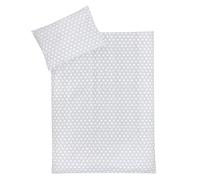 Julius Zöllner Biancheria da letto per bambini 100 x 135 + 40 x 60 cm, set da 2 pezzi di copripiumino e federa, 100% cotone, con chiusura lampo, standard 100 by Oeko-Tex, stelle grigie