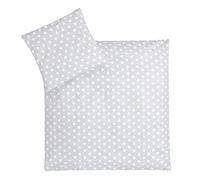Julius Zöllner Biancheria da letto per bambini 80 x 80 + 35 x 40 cm, set da 2 pezzi, copripiumino e federa, 100% cotone, con chiusura lampo, standard 100 by OEKO-TEX, stelle grigie