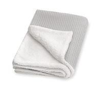 Julius Zöllner Coperta invernale in pique a nido d'ape e morbido tessuto Teddy, dimensioni: 70 x 100 cm, Made in Germany, 100% cotone, Oeko-Tex ® Standard 100, grigio chiaro