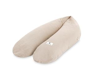 Julius Zöllner Mussola - Cuscino da allattamento circa 190 cm, imbottitura in microperle EPS da 42 litri, rivestimento in 100% mussola di cotone, Oeko-Tex Standard 100, colore: sabbia