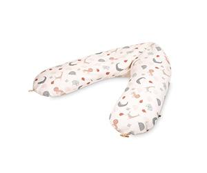 Julius Zöllner Organic - Cuscino da allattamento Nappi con bottone, circa 190 cm, imbottitura 42 litri, in microperle EPS 100% cotone biologico, Oeko-Tex Standard 100, Wild Friends