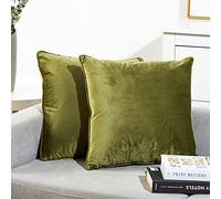 Juliyeh Set di 2 Federe per Cuscini in Velluto Copricuscini Decorativi Flanger Federe per Divano Camera da Letto Soggiorno Auto 50 x 50 cm Verde Oliva
