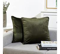 Juliyeh Set di 2 Fodere per Cuscini in Velluto Fodere per Divano Copricuscini Decorativo Flanger Camera da Letto Soggiorno Auto 50 x 50 cm Verde Oliva Scuro