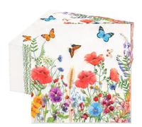 JULMELON 100 tovaglioli usa e getta con fiori primaverili e farfalle, tovaglioli decorativi, per dessert, cocktail, bevande, cena, per baby shower, feste, decorazioni, 16,5 x 16,5 cm