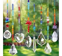 JULMELON 8 pezzi di cristallo colorato Suncatchers prismi appeso ornamento arcobaleno Octogon Chakra pendenti Suncatchers con cristalli perline catena per la decorazione della casa