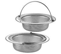 JULUJU 2 Pack Upgrade Kitchen Sink Strainer (Sink Drain Strainer) - 304 Stainless Steel Rust Free, Fordable Handle, 4.5 Inch Diameter