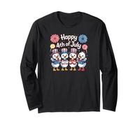 July Fourth July 4th Independence Day American Flag Duck Maglia a Manica