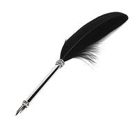 JULYKAI Penna a Piuma Nera in Acciaio Inossidabile Penna a Piuma, Penna stilografica, Regali per Ufficio Regali di Compleanno per Ufficio per Affari