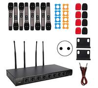 JULYKAI Sistema microfonico wireless, UHF 700MHz - 790MHz Set di microfoni portatili professionali wireless da 1 a 8 Microfoni a 8 canali 100-240V(Spina UE)