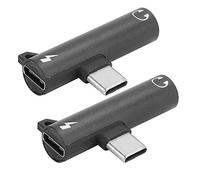 JULYKAI USB-C Femmina a Maschio Jack Audio da 3,5 mm Cavo Adattatore per Cuffie Connettore Tipo C Convertitori 2 Pezzi per Ricarica simultanea per Xiaomi ECC. per(Black)