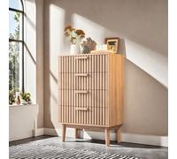 Julyue Cassettiera a 4 cassetti in legno con sicurezza antiribaltamento, cassettiera scandinava design con gambe rialzate 20 cm, 60 cm di larghezza, manico in legno (legno naturale, 60 × 34 × 91 cm)