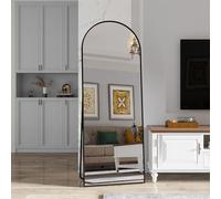 Julyue Specchio ad arco per tutto il corpo, 162 x 53 cm, con supporto, grande specchio da parete, robusto specchio da pavimento, per camera da letto, soggiorno, corridoio e guardaroba (nero, 162 x 53
