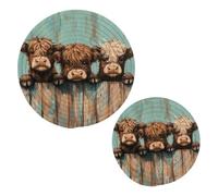 JUMBEAR 2 sottopentola a forma di mucca delle Highland per pentole calde e padelle e presine, tappetini rotondi in corda di cotone, cuscinetti caldi per cucina, sottobicchieri, tovagliette, poggia