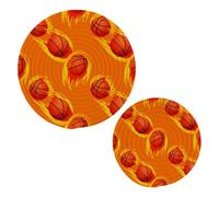 JUMBEAR 2 sottopentola arancione a forma di pallacanestro per pentole calde e padelle e presine, tappetini rotondi in corda di cotone, cuscinetti caldi per cucina, sottobicchieri, tovagliette, poggia