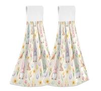 JUMBEAR Asciugamani da appendere per le mani, 2 pezzi, in microfibra di velluto di corallo, asciugamani da appendere, assorbenti, super morbidi, per cucina e bagno, motivo: gnomi pasquali