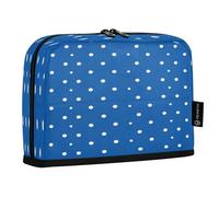 JUMBEAR Astuccio a pois blu e bianchi, grande capacità, per cancelleria, scrivania, cosmetici, con cerniera, per scuola, ufficio, viaggi