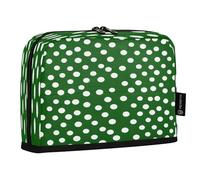 JUMBEAR Astuccio a pois verdi e bianchi, grande capacità, per cancelleria, scrivania, cosmetici, con cerniera, per scuola, ufficio, viaggi