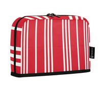 JUMBEAR Astuccio per matite a righe rosse e bianche, grande capacità, astuccio per cancelleria, organizer da scrivania, borsa per cosmetici, con cerniera, per scuola, ufficio, viaggi