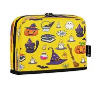 JUMBEAR Astuccio per matite con cappello da strega e zucca, grande capacità, per cancelleria, scrivania, cosmetici, con cerniera, per scuola, ufficio, viaggi