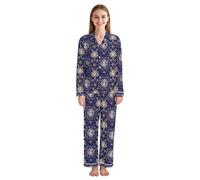 JUMBEAR Bella Dea Del Sole Pigiama Da Donna Manica Lunga Sleepwear Morbido Button Down Loungewear Pjs Lounge Set Biancheria Da Notte Con Tasche, A, S