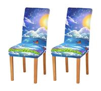 JUMBEAR Bellissime fodere per sedie da cucina con farfalle nel sole, per sala da pranzo, 4 pezzi, elasticizzate, rimovibili, lavabili, decorative