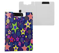 JUMBEAR Bellissimo portablocco A4 con stelle colorate, con doppie clip, pieghevole con coperchio, organizer personale leggero adatto per ospedale, ufficio, scuola, affari, forniture in classe