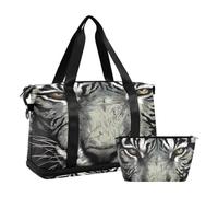 JUMBEAR Borsone sportivo da palestra con tigre nera e bianca con tasca bagnata, borsone da viaggio per uomini e donne, grande capacità con tracolla per palestra, viaggi, nuoto, A, 48×22×39.5cm