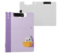 JUMBEAR Carino gatto mangiare cibo per gatti Appunti A4 con doppie clip, pieghevole clip Board con coperchio, organizer personale leggero adatto per ospedale, ufficio, scuola, affari, forniture in